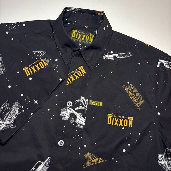 Dixxon Impala Party‎ Men's Medium Black Short Sleeve Button Down Shirt Car Show - Picture 3 of 8